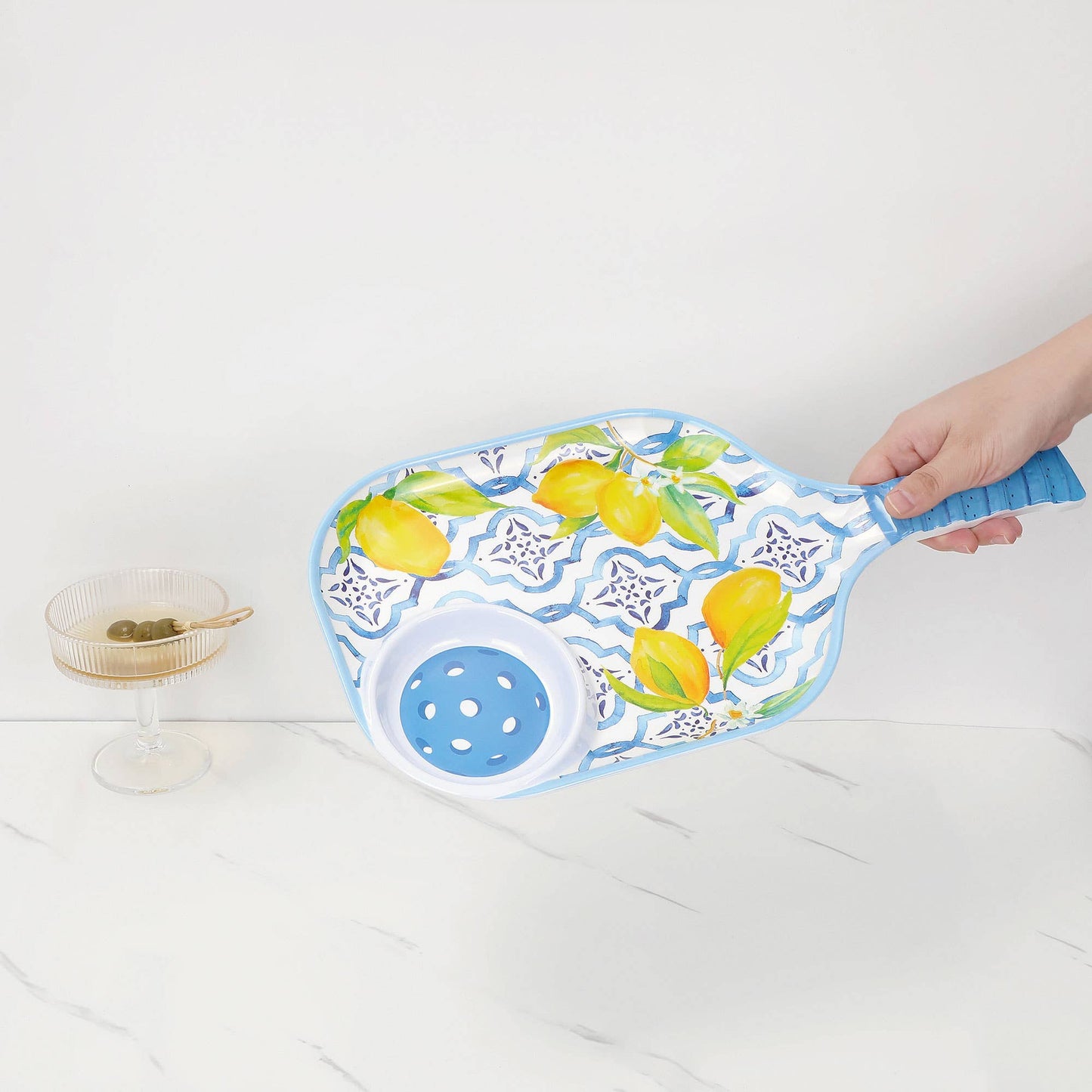 Lemon 15 3/4" Melamine Paddle Chip & Dip Tray