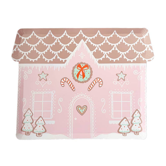 Baking Spirits Bright Pink Gingerbread House Large Plates