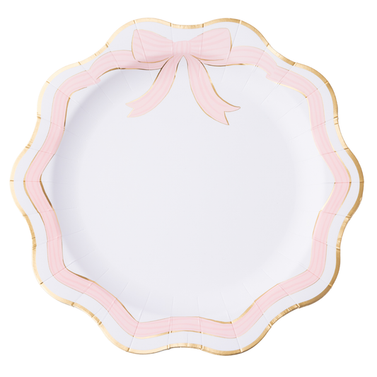 ELEGANT PINK & GOLD BOW DINNER PLATES