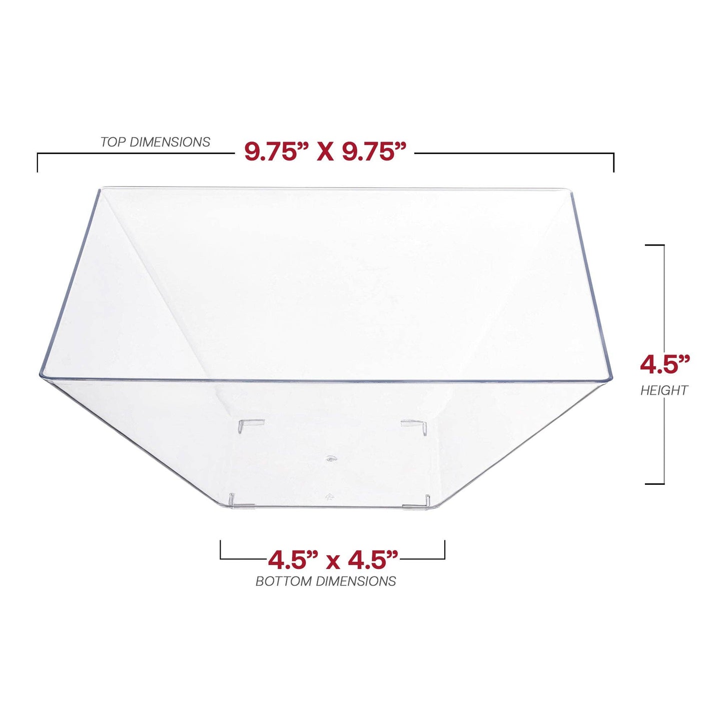 3 qt. Clear Square Plastic Serving Bowls - 3 pcs