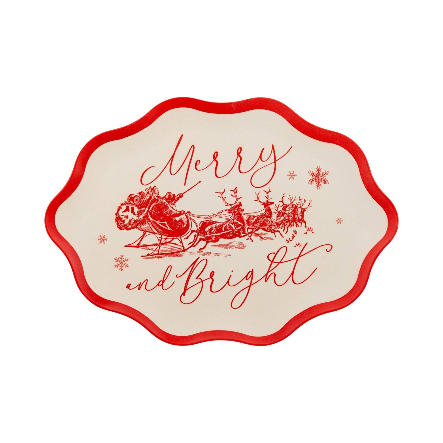 WNT1231 - Red Vintage Merry Christmas Bamboo Tray