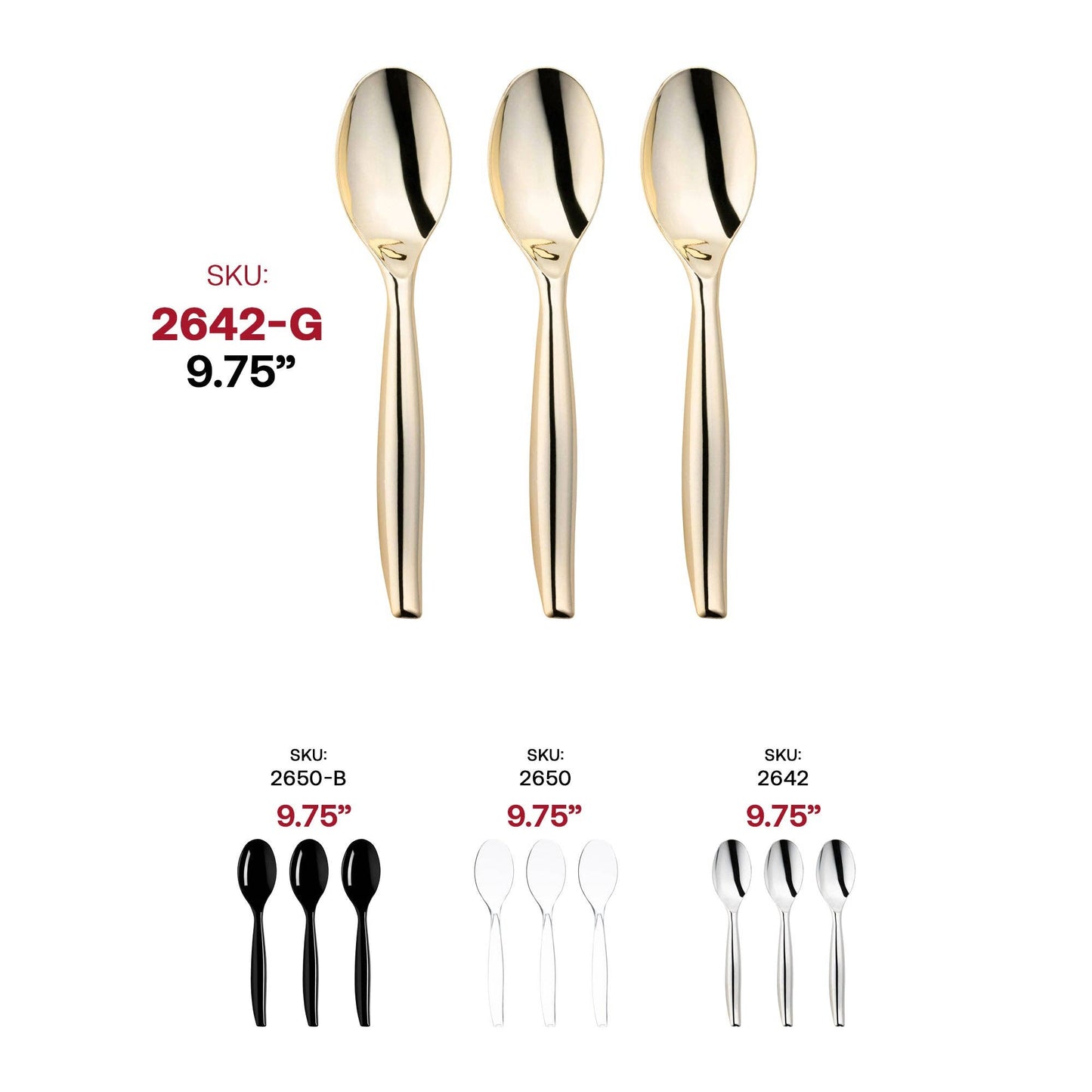 Gold Disposable Plastic Serving Spoons - 5 pcs