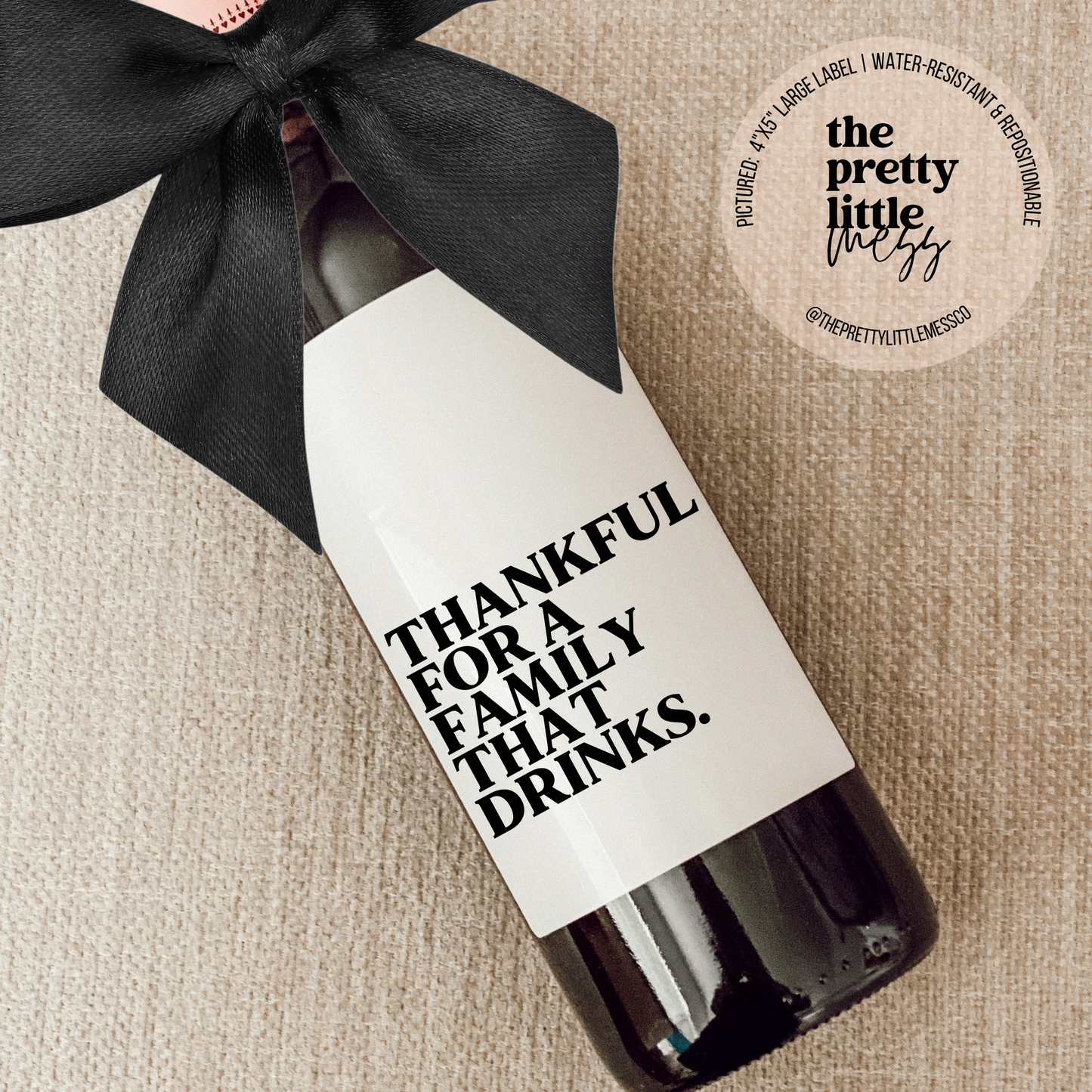 Holiday Wine Label, Christmas Gift, Family that Drinks