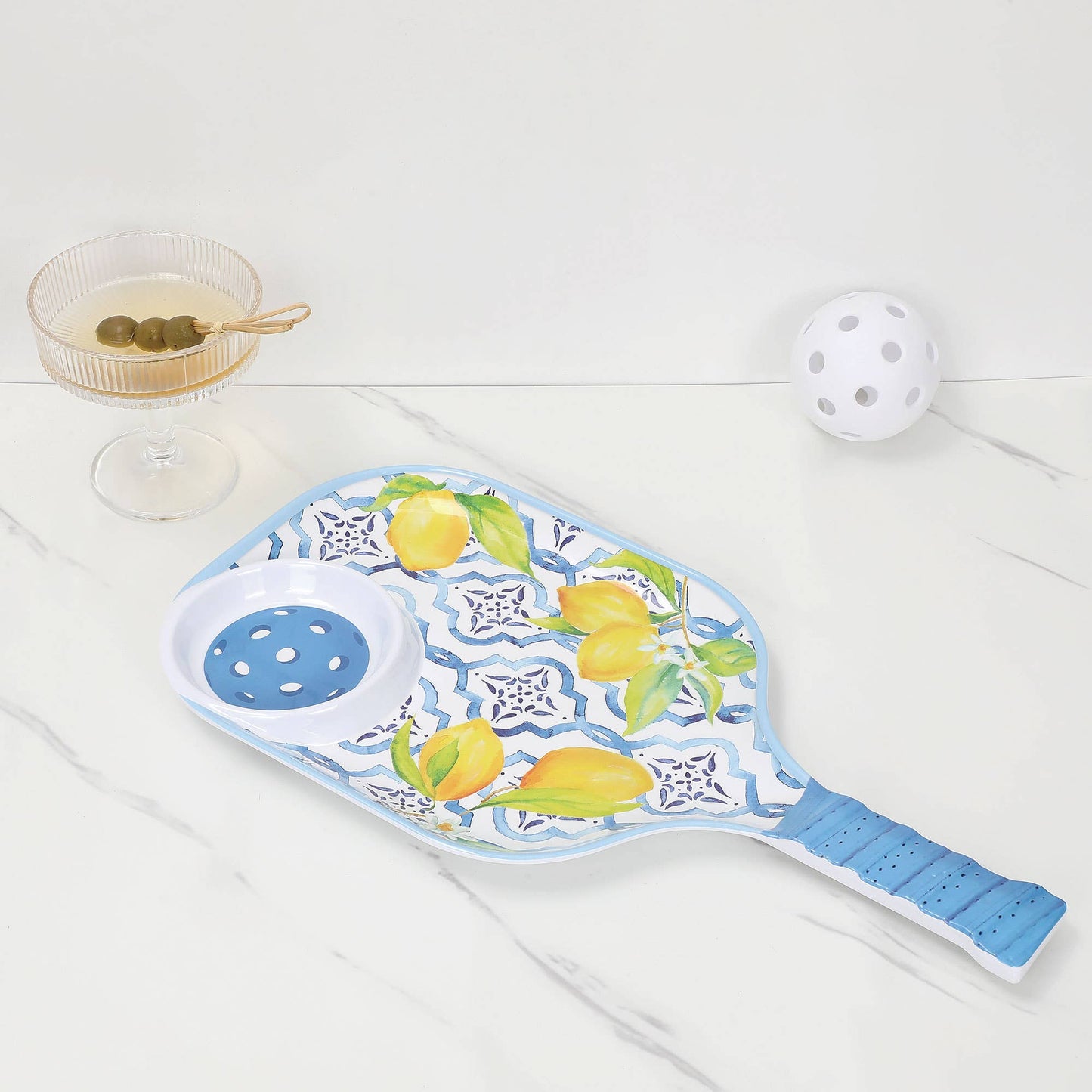 Lemon 15 3/4" Melamine Paddle Chip & Dip Tray