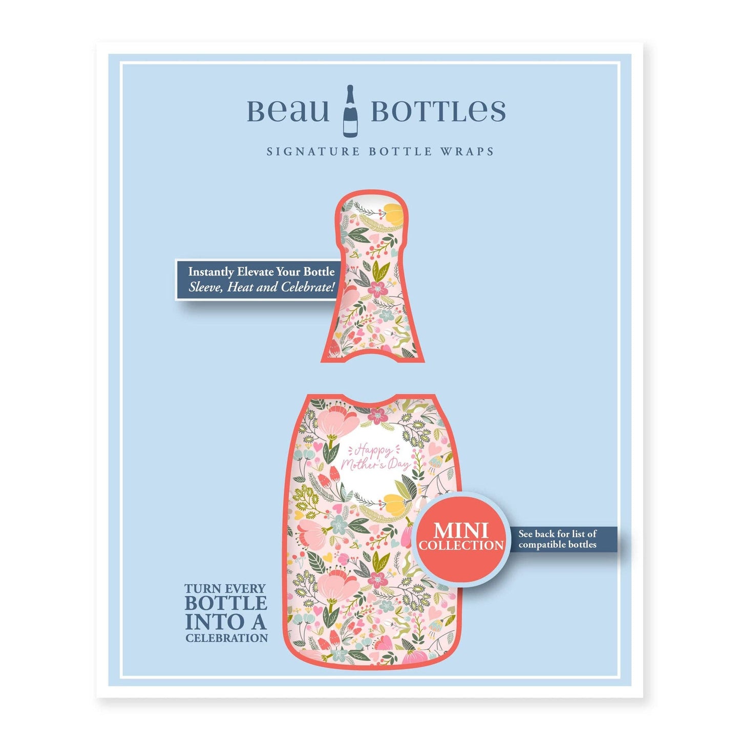 Beau Bottles Mother's Day Meadows- MINI Prosecco Collection - Set of Six Wraps