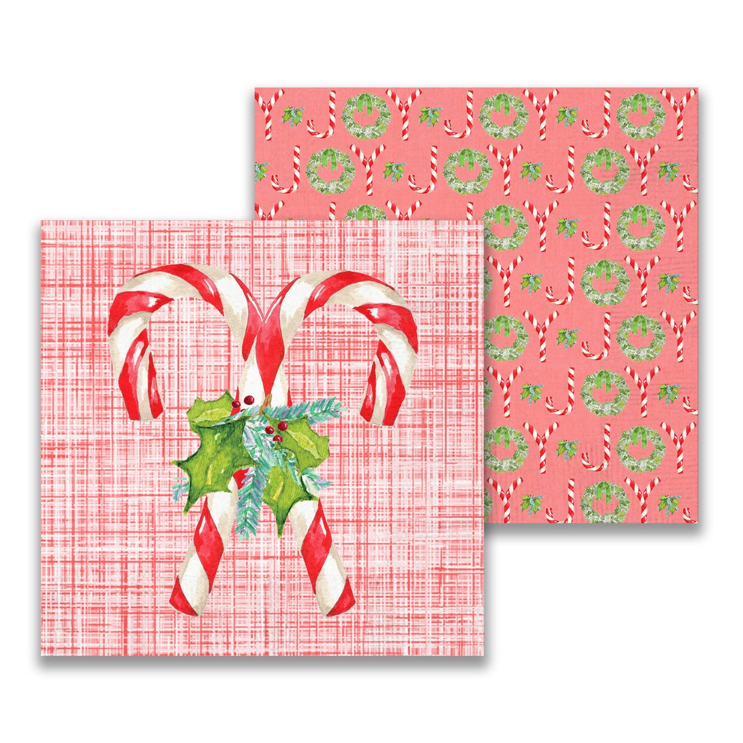 Candy Canes with Greens Cocktail Napkin