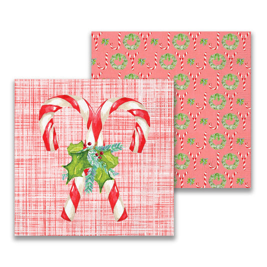 Candy Canes with Greens Cocktail Napkin
