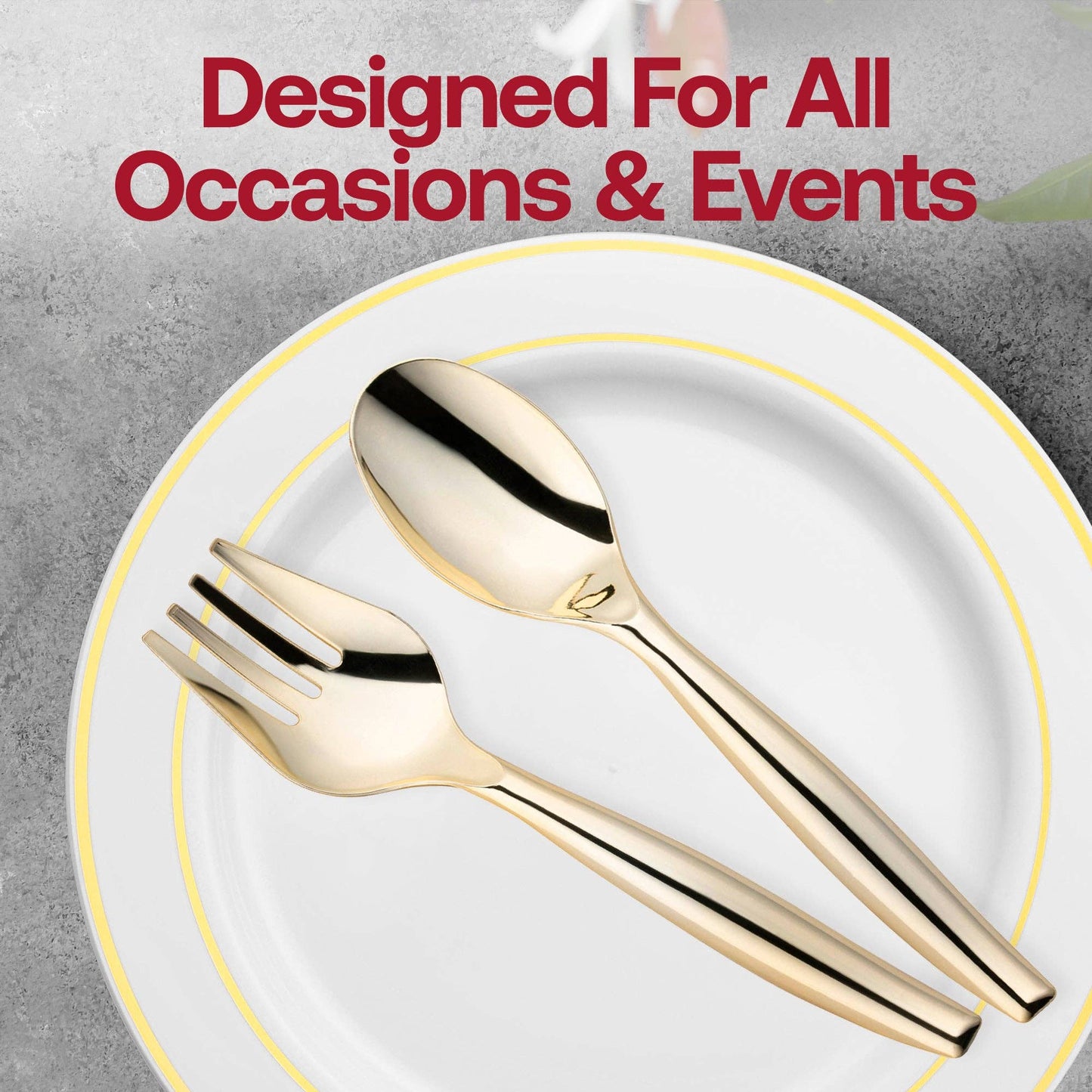 Gold Disposable Plastic Serving Spoons - 5 pcs