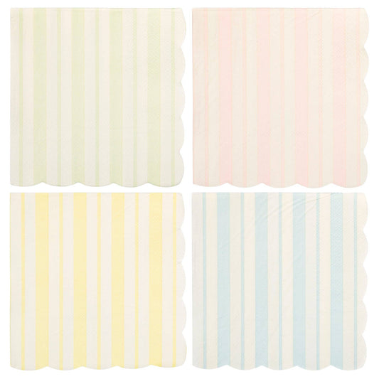 PLNP940 - Striped Scallop Cocktail Napkin Set