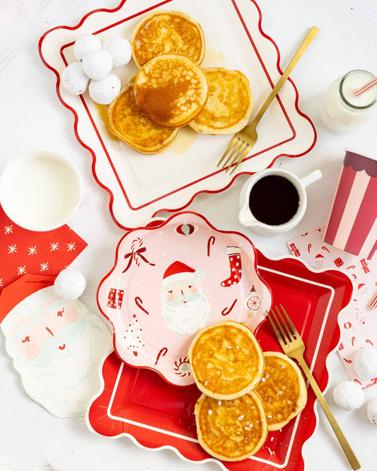 Red Scalloped Square Plate