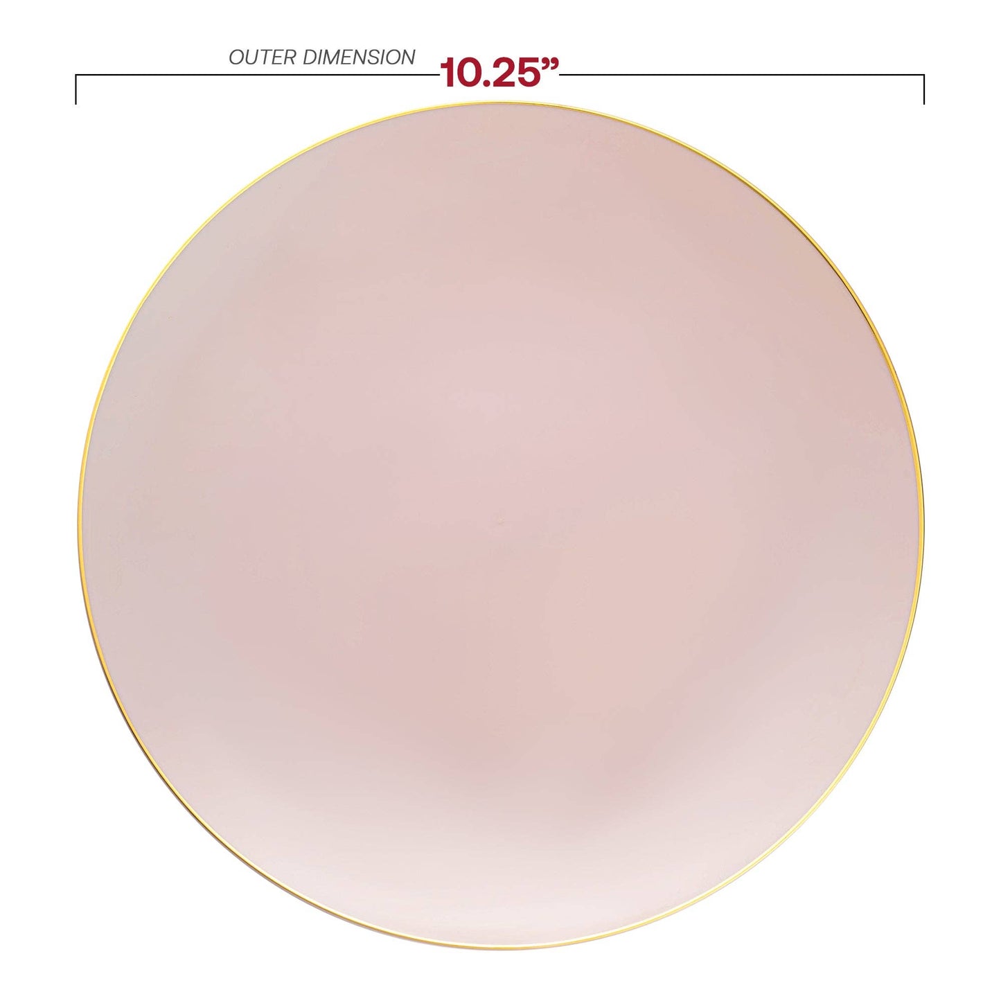 10.25" Pink with Gold Plastic Dinner Plates