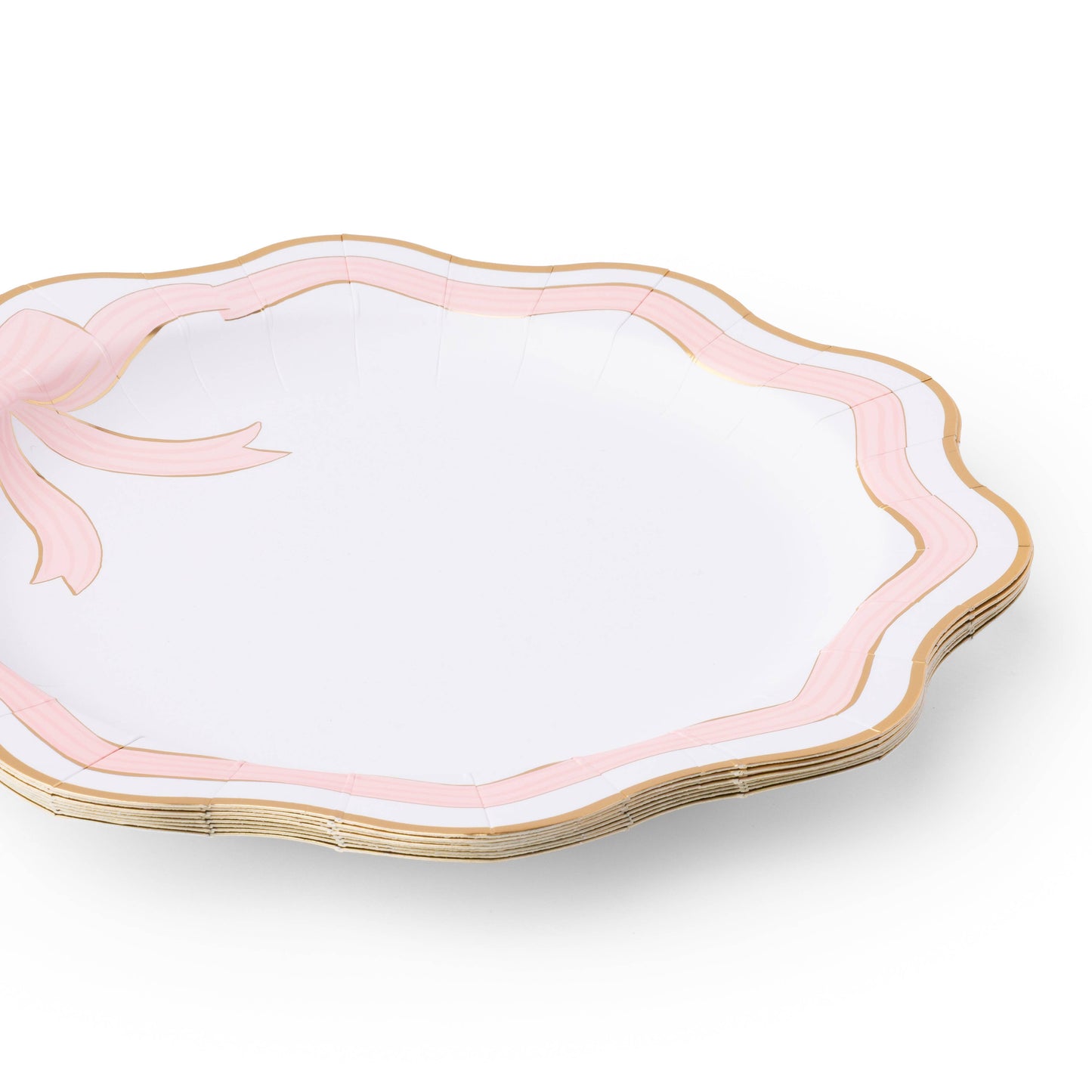 ELEGANT PINK & GOLD BOW DINNER PLATES