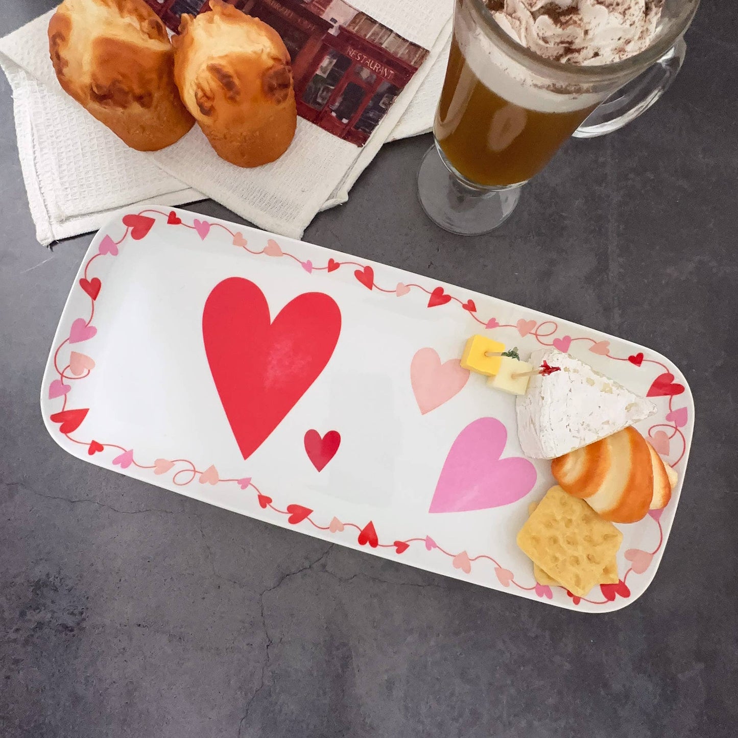 Valentine 15" Melamine Rectangle Tray