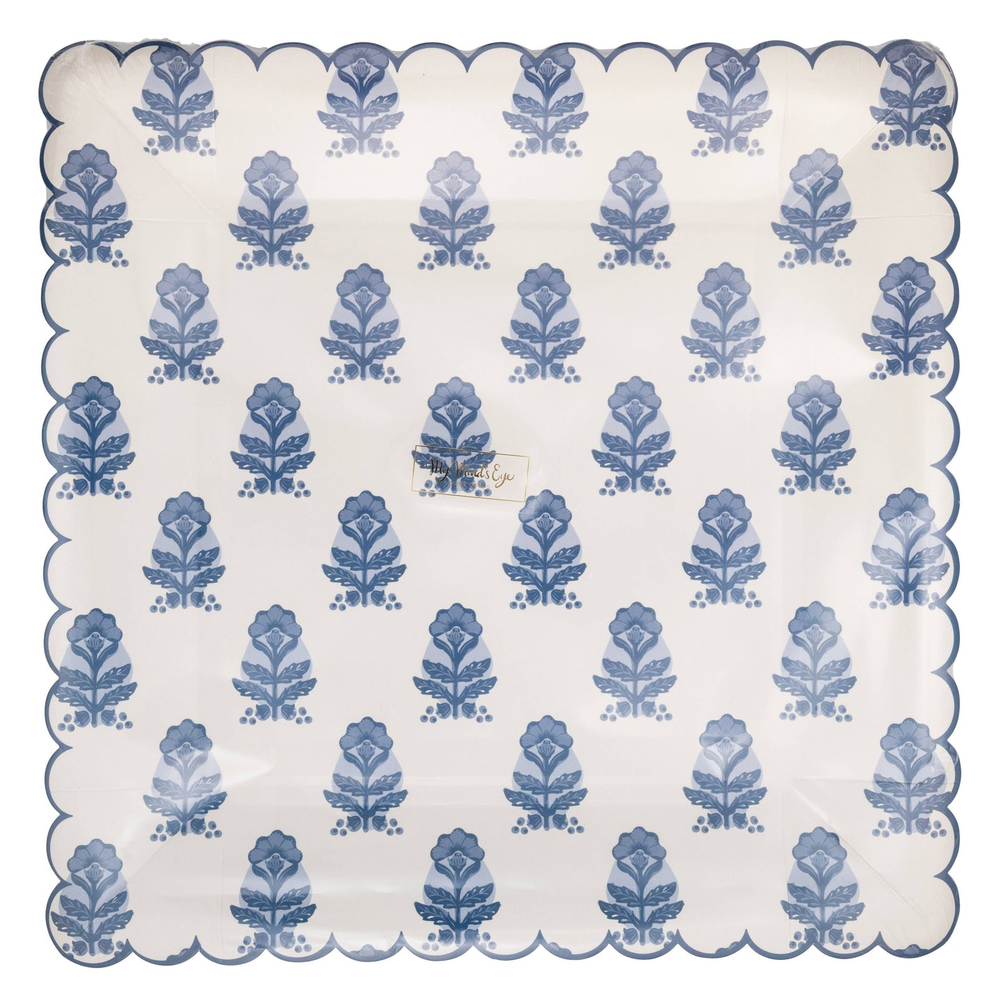 BLU1242 - Blue Flower Block Print 10" Plate