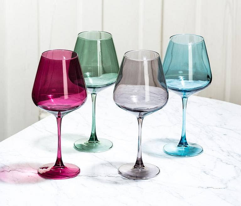 Oversize Red Wine Glass-Green-9"H(18oz)