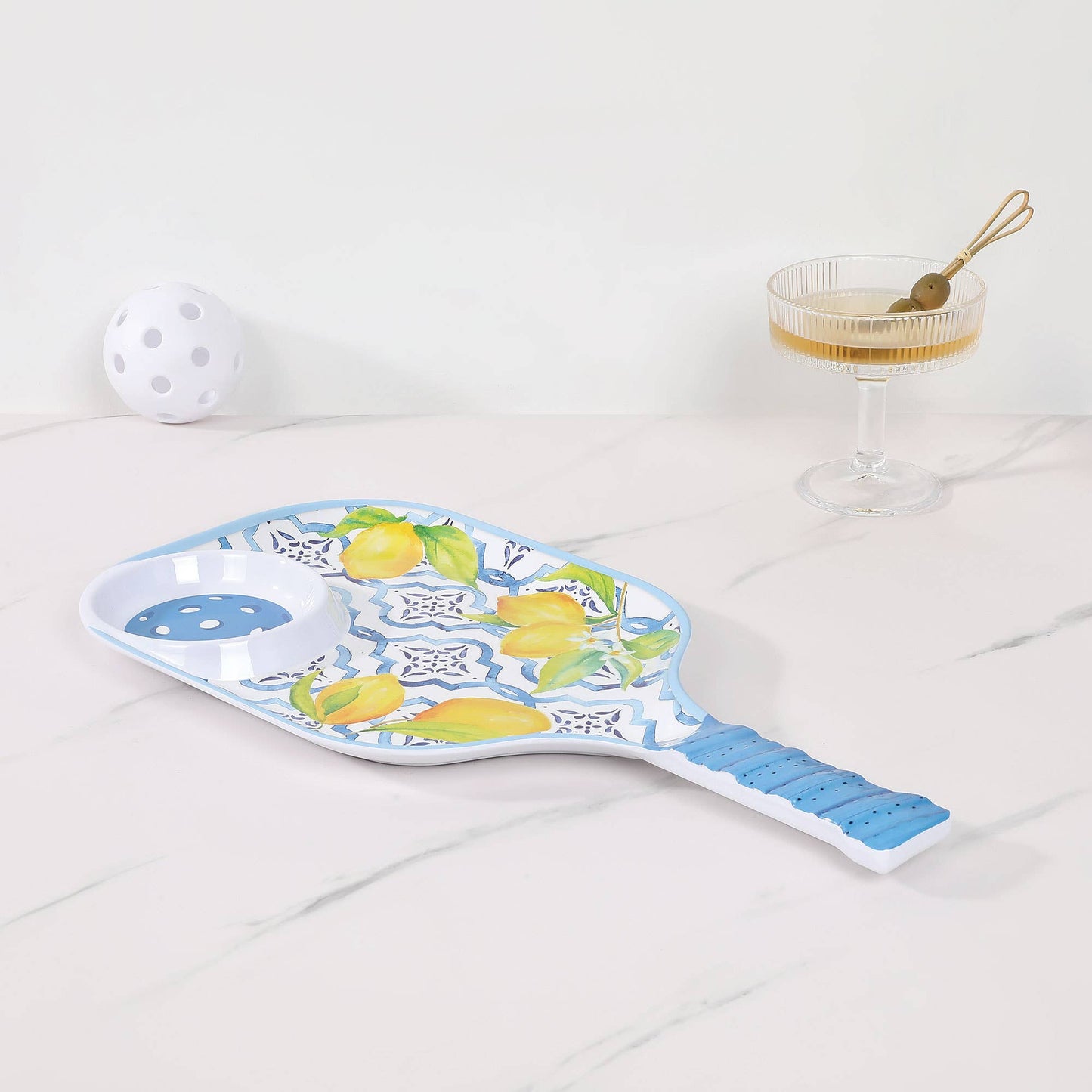 Lemon 15 3/4" Melamine Paddle Chip & Dip Tray