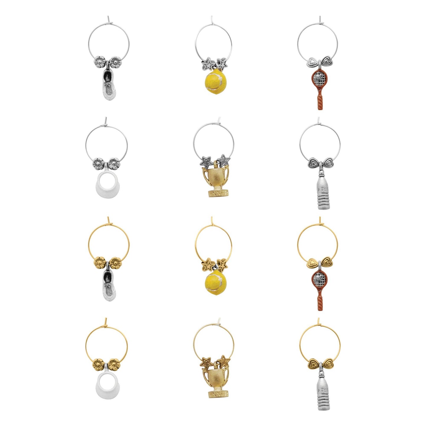 12-Piece Tennis Ace Wine Charms