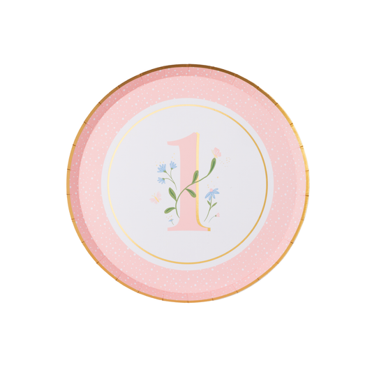 1ST BIRTHDAY PETAL PINK SMALL PLATES