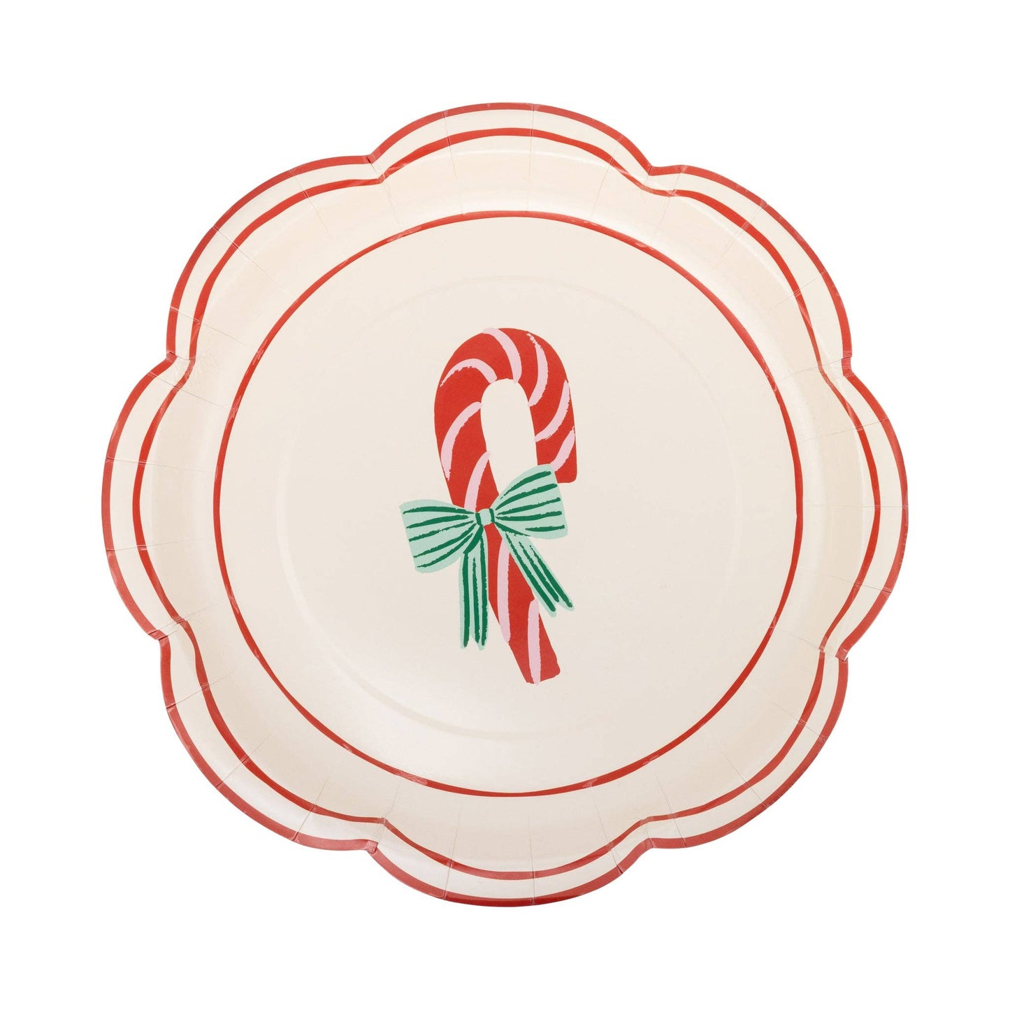 Round Candy Cane Paper Plate