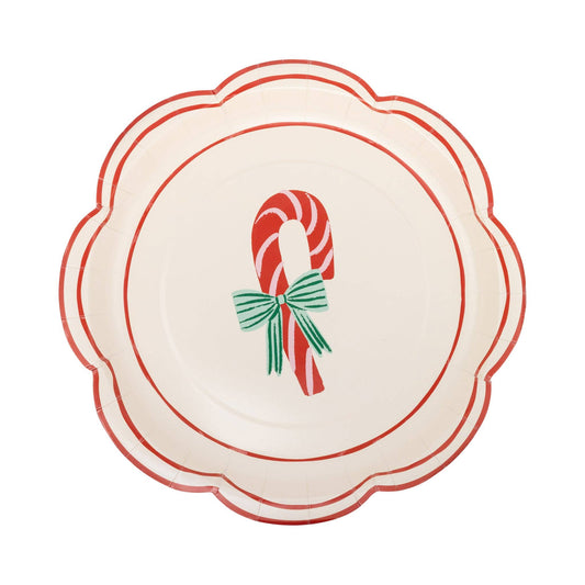 Round Candy Cane Paper Plate